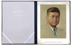 Norman Rockwell Signed Lithograph of John F. Kennedy -- Appeared as the Cover of ''The Saturday Evening Post'' in 1960
